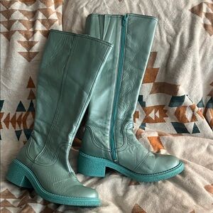 Fluevog Green Slouch boots, size 9.